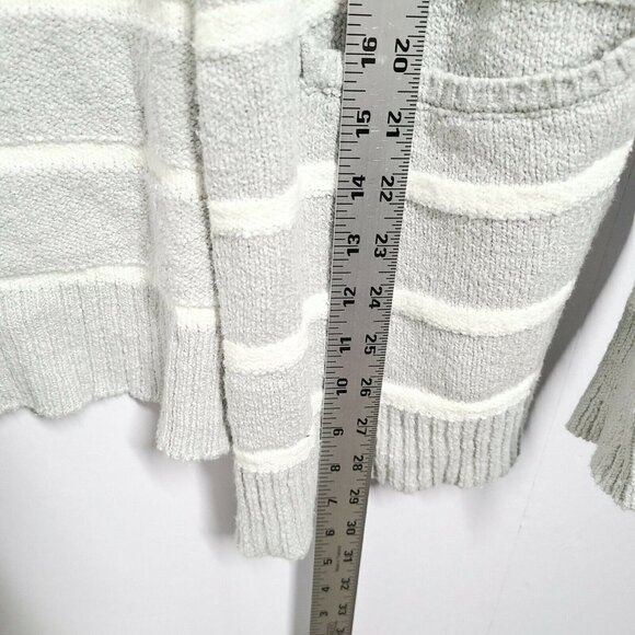 NWT Sigrid Olsen Women's Small Gray Cardigan Striped Sweater Pockets Open Thick - Picture 8 of 9